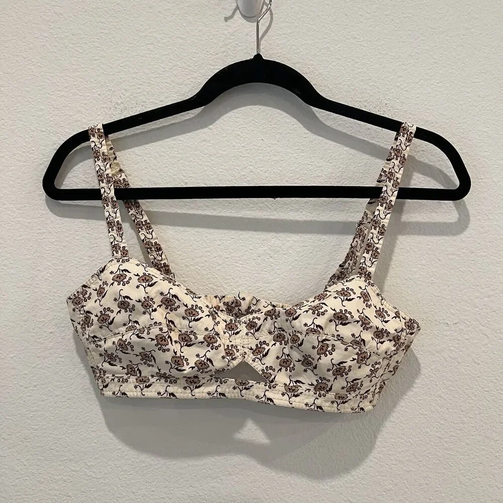 Tory Burch Dandelion Printed Bra Top Size 4 Layering Piece Summer Party Resort